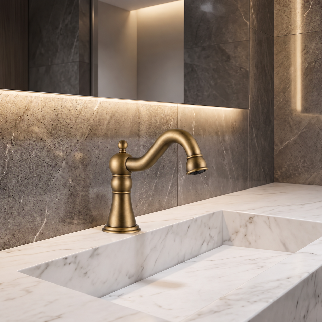 Deck mount sensor faucets for arena lavatories